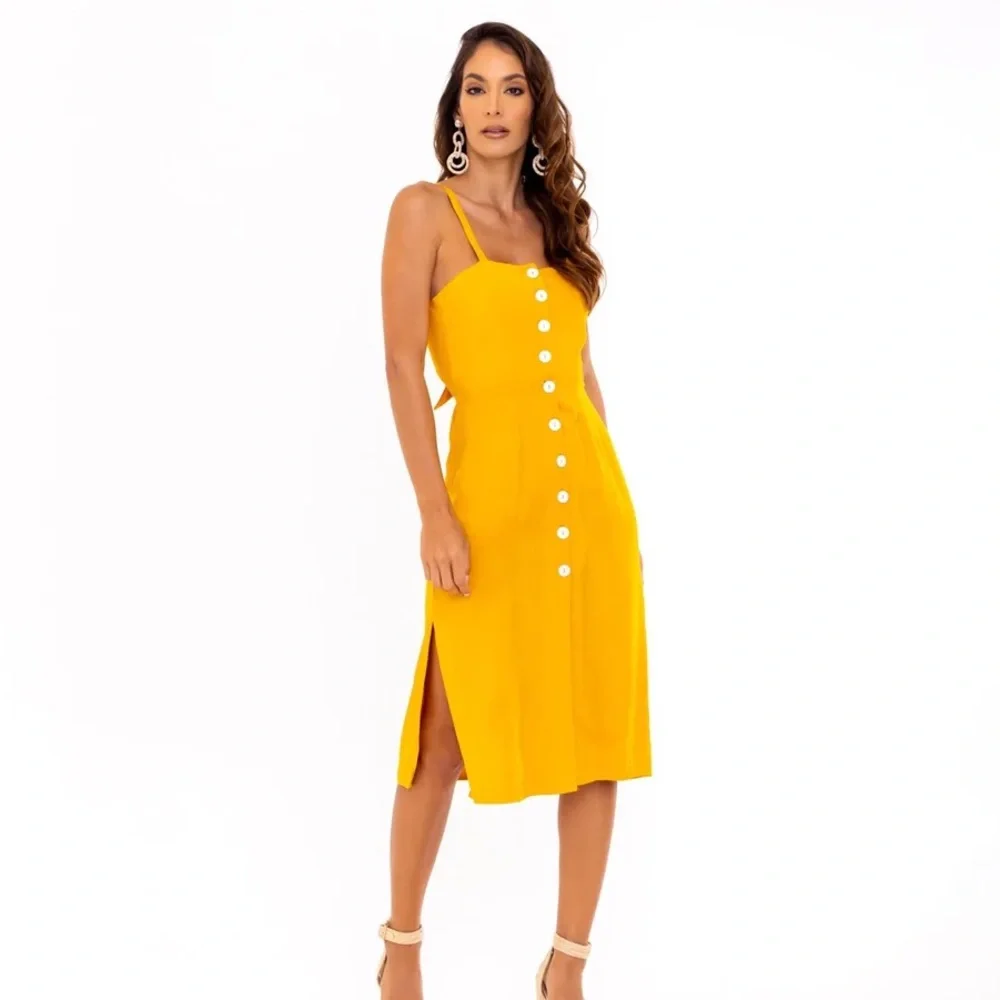 Camilla SOAH Yellow Midi Dress - Picture 1 of 2